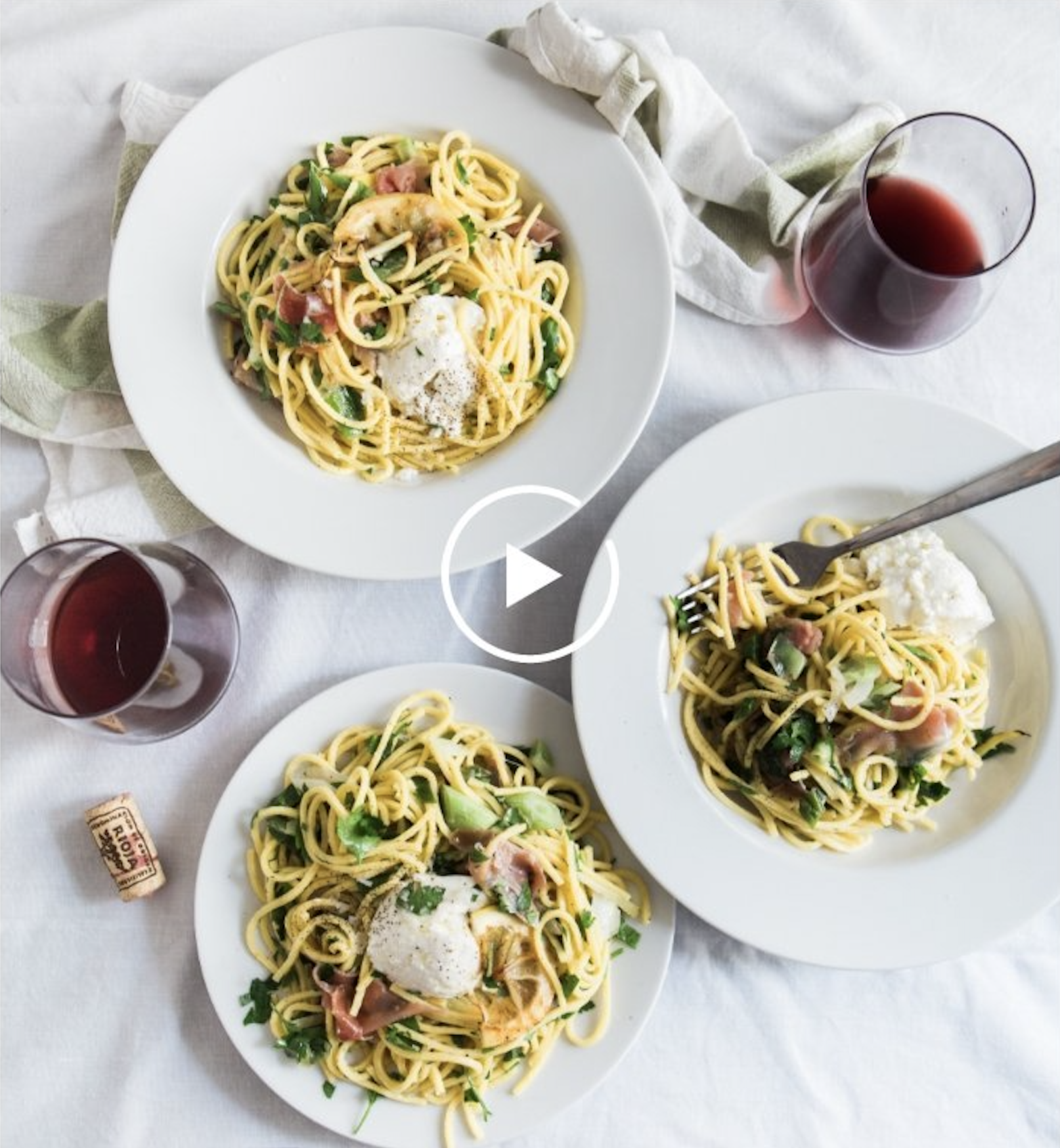 video of pasta dishes being served